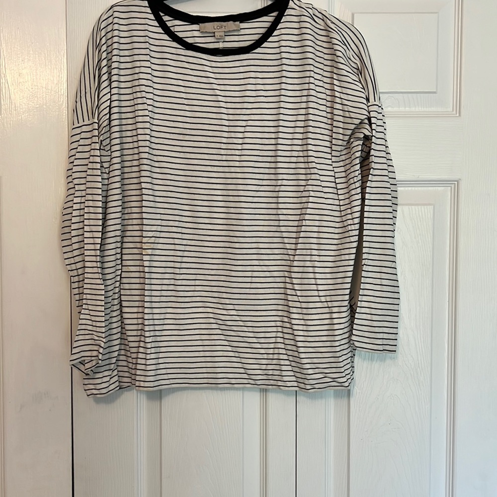 LOFT black and white stripe blouse